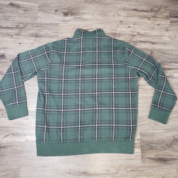 Land's End Men's XL Plaid Holiday Sweater 1/4 Zip Green Classic Business Office - Picture 6 of 6